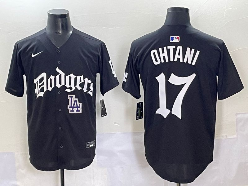 Men 2025 Los Angeles Dodgers #17 Ohtani Black Seventh generation Joint Name Nike MLB Jersey style 14->los angeles dodgers->MLB Jersey